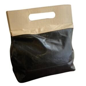 NWT Marie Turnor Emparte Large Shopper, Black with Cream Leather